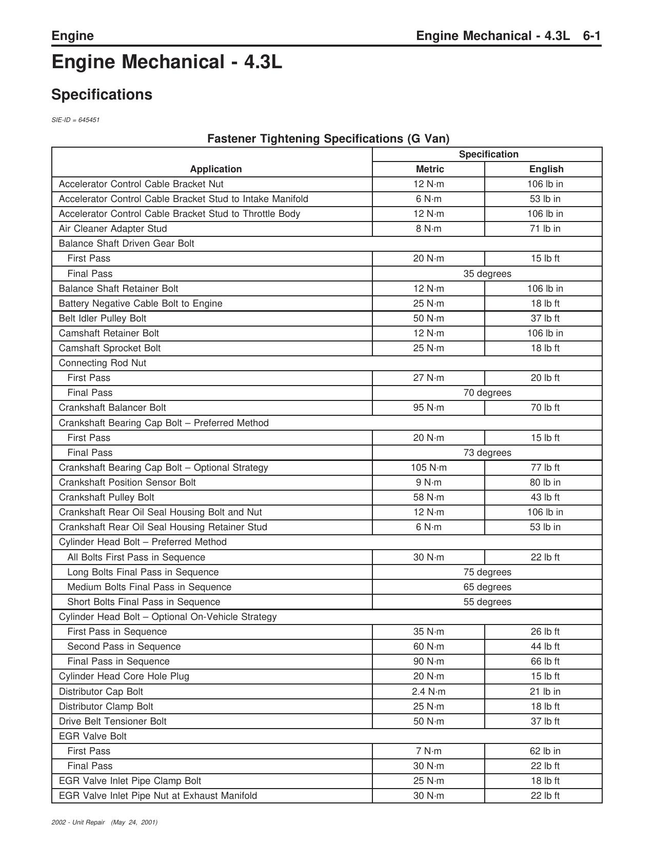 4.3L V6 2002 Service Manual
